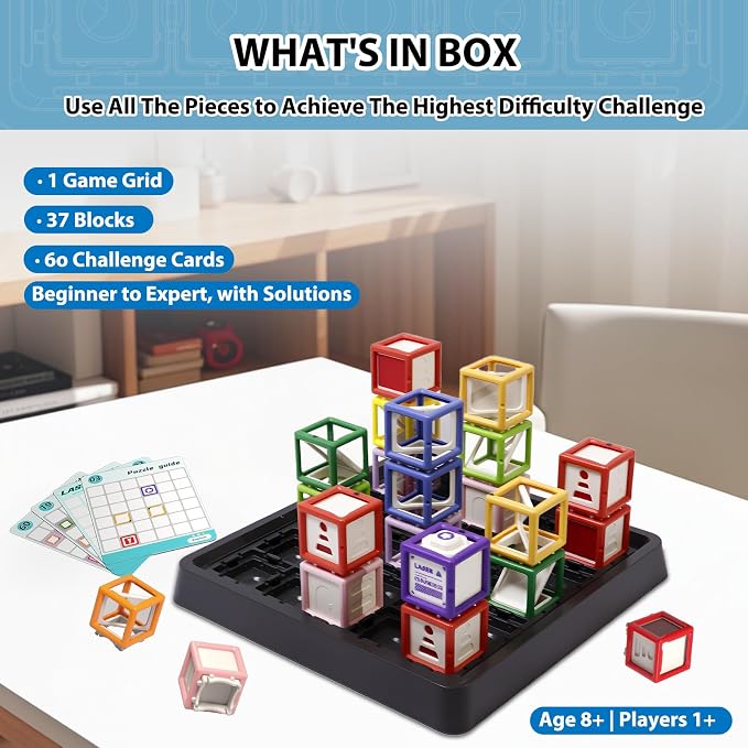 Laser Maze STEM Educational Toys for Age 8-13 Kids | Great Board Game Boy Gift to Develop Spatial Imagination Problem-Solving Concentration with 60+ 3D Challenges Puzzle Games