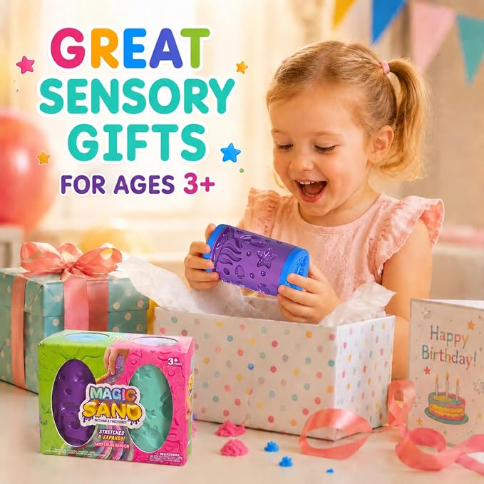 DaoDaoZhu Sensory Sand Kit, Magic Sand Toys, Sensory Toys for Kids Toddlers | Ocean & Space Pattern Roller, 10.58oz Non-Toxic Stretch Magic Sand, Sensory Play Sand Toys, Christmas & Birthday Gifts