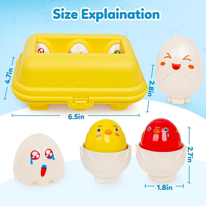 Egg Toddler Toys,Montessori Geometric Egg Shape Sorter Toys Preschool Learning Educational Color Sorting & Eggs Puzzles Matching Games Fine Motor Toy for Boys Girls Ages 1-3