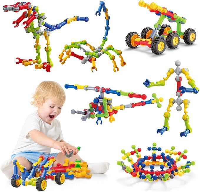 Kids STEM Building Toys for 3 4 5 6 7 8+ Year Old Boys Girls Birthday Gifts | 110 Pcs Building Blocks STEM Kits, Learning Boy Toys Age 3-5 4-6 6-8, Classroom Educational Creative Construction Engineering