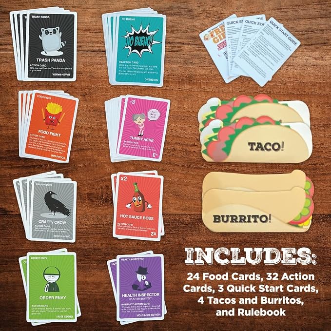 Taco vs Burrito - The Wildly Popular Surprisingly Strategic Card Game Created by a 7 Year Old - 5 Ways to Play - a Family-Friendly Party Game for Kids, Teens & Adults