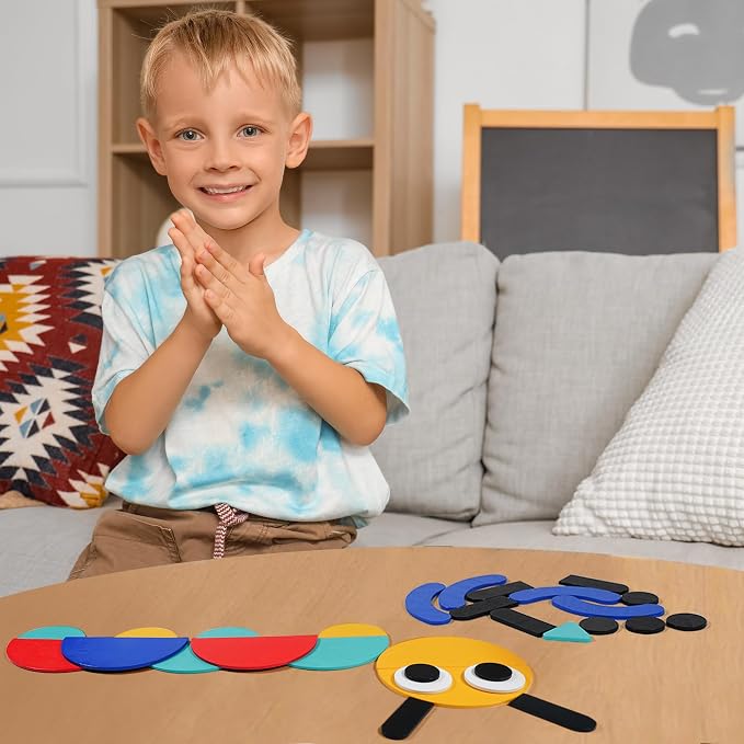 LiKee Wooden Shape Puzzle, 36 Blocks& 1 Booklet, Montessori Toy for Kids 3+ | open-end