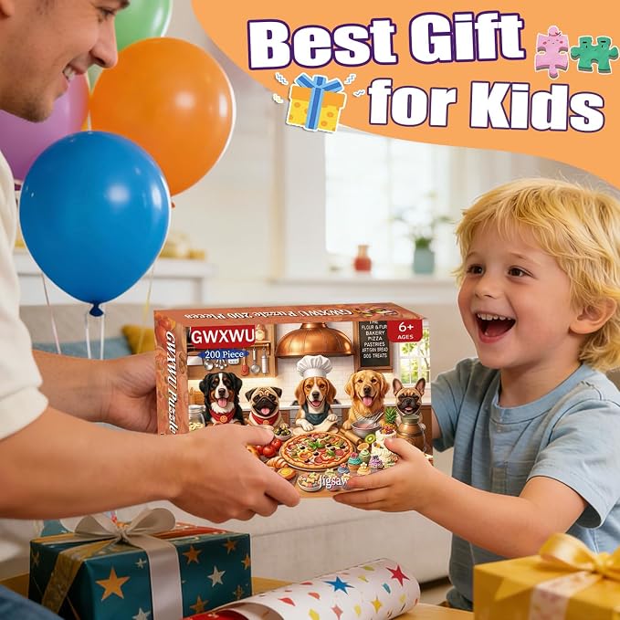 200 Piece Puzzles for Adults & Kids, Funny Chef Doggy Jigsaw Puzzle | Cute Dog Puzzle, Educational Learning Toy, Kids Ages 6-8 & 8-10, Family Game Gift, Holiday Gifts for Boys Girls