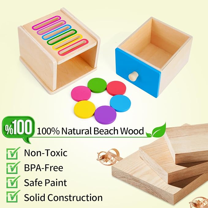 FCSONU Toddlers Montessori Coin Box Toys for 1 2 3 Year Old Boys Girls Baby | Learning Color Sorting Toys | Sensory Toys | Fine Motor Skills Toys for Toddlers 1-3, Easter Christmas 1st Birthday Gifts 12M