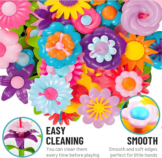 99pcs Flower Garden Building Toys Set - STEM Montessori Toys for Girls | Birthday Gift for 3 4 5 6 7 Years Old Girl, Sorting & Stacking Building Block Playset Springl, Gardening Toy for Kids