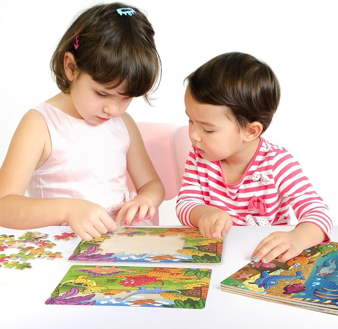 SYNARRY Large Dinosaur, Animal, Ocean & Insect Puzzles for Kids Ages 4-6 | Wooden Puzzles for Toddlers & Kids Ages 3-5, Birthday Gifts for Boys & Girls, Educational Toys, Screen-Free Play