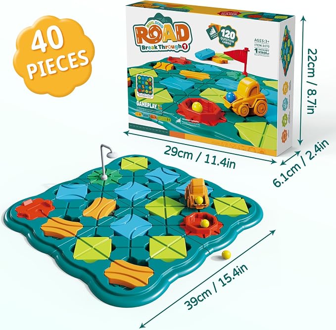 STEM Board Games Kids Toys, Maze Brain Teaser Puzzles Learning Games, Logic Road Track Building Blocks Educational Montessori Preschool Birthday Boys Girls Gifts for Kids Ages 3 4 5 6 7 8 Year Old
