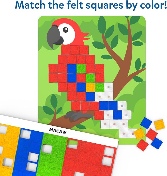 Skillmatics Felt Fun – Animals, Mosaic Art & Craft Activity, Gift for Kids | Reusable Color Matching Activity, Mess-Free, Travel Toy, Arts & Crafts, Fine Motor Skills, Girls & Boys Ages 3, 4, 5, 6, 7, 8