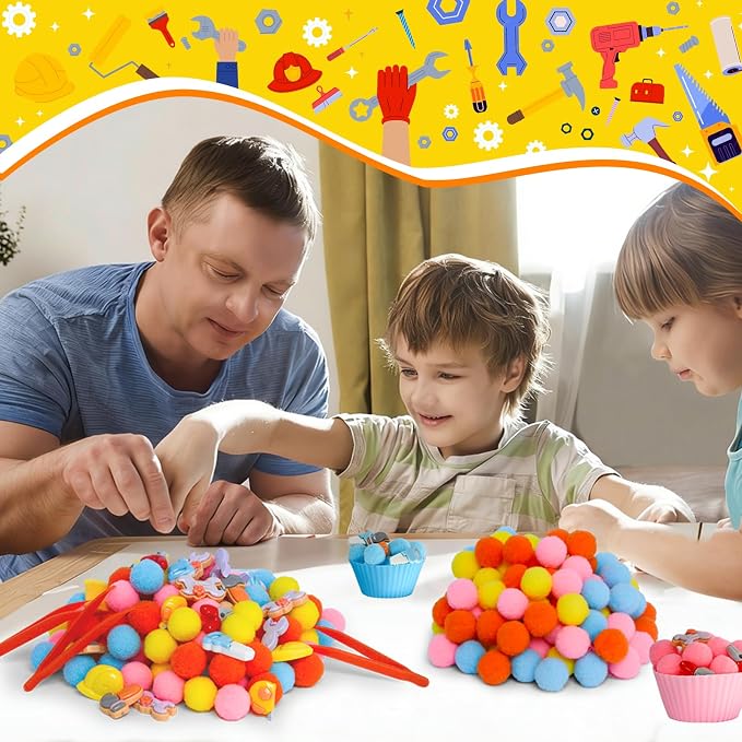 167pcs Tool Sensory Bin Filler Fine Motor Toys Kids Tool Box Sensory Bin Items Tape Measure Toy Drill Hammer Pliers Open-End Combination Wrench Hard Hat Hand Saw for Preschool Education Activities