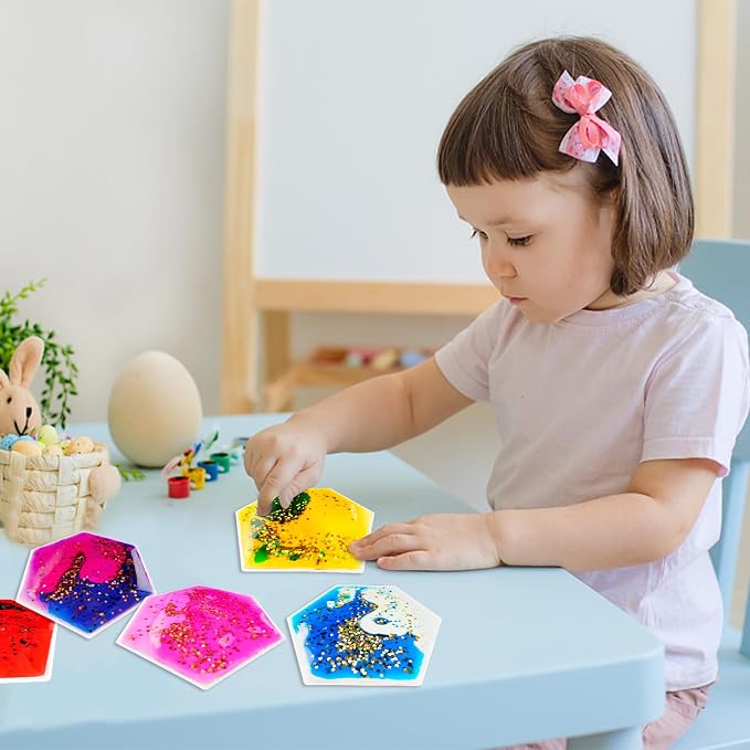 Onyoloy Sensory Soft Gel Liquid Toys - Hexagon Sensory Motion Fidget | for Autism Kids, Stress Relief & Focus, Home School Therapy Travel Toys (6 Pack)