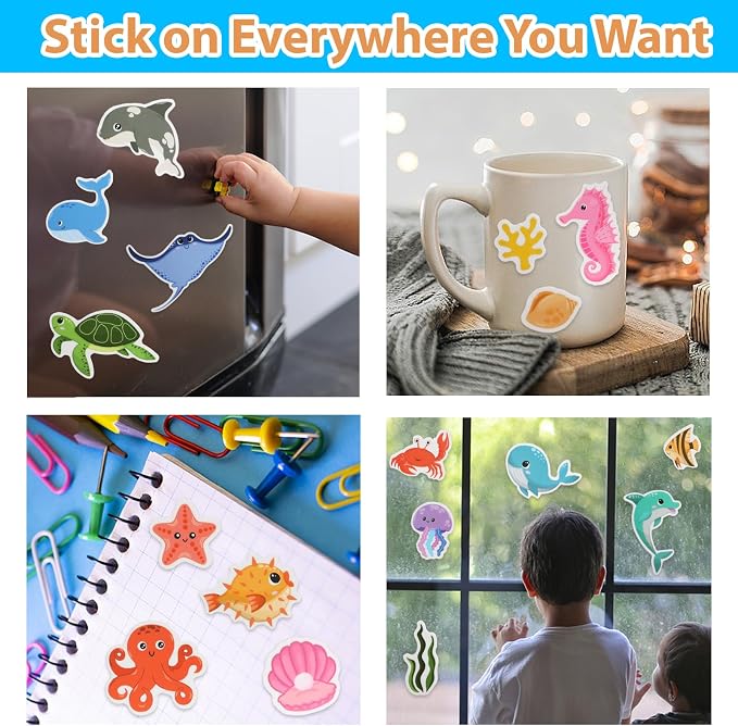 Jelly Sticker Books for Toddlers 2-4 Years, Under the Sea Stickers for Kids 1-3, Reusable Sticker Book for Toddler Easter Basket Stuffers &Travel Essentials Plane Activities (Under the Sea)