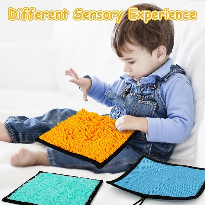 16 Set Sensory Mini Mats Assorted Textured Sensory Floor Tiles Sensory Wall | Early Sensory Exercise Sensory Mats Sensory Toys for Autistic Children Kids Baby Toddler Fidgeting Activity