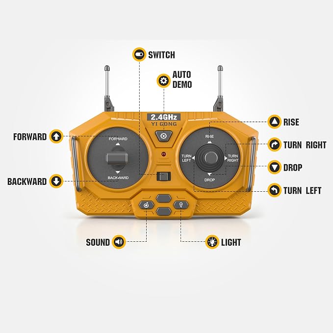 KidsFaves RC Bulldozer with Alloy Blade,Remote Control Construction Toy | 360° Rotating,9-Channel Remote Control Bulldozer Toy with Lights & Sounds for Kids