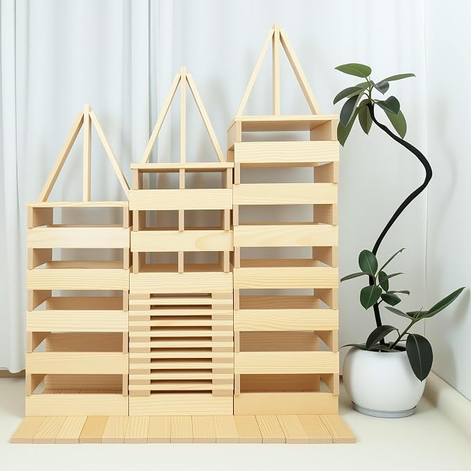 Giant Wooden Building Blocks for Kids& Classrooms - 32Pcs Extra Large Pine Construction Planks 19.7 in, Big Building Blocks Set for Outdoor & Indoor STEM Play, Jumbo Preschool Educational Toy (44 lbs)