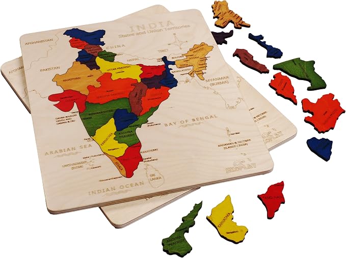 India Map Wooden Jigsaw Puzzle for Kids | 22 Puzzle Pieces | Learning & Educational Toy Gift for Boys & Girls Ages 4 Years and Above