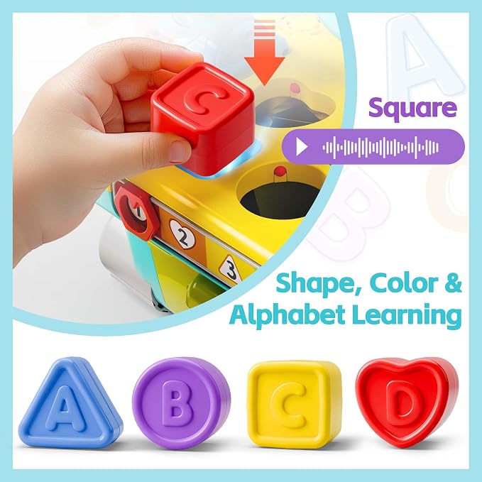 iPlay, iLearn Toddler Musical Workbench Toy, 1 Year Boy Gift, Baby Tool Set | Infant Shape Sorter Activity, Kid Pounding Game, Toddler Learning Toy, 1st Birthday Gift 12 18 24 Month Girl Age One 1 2 3 Yr