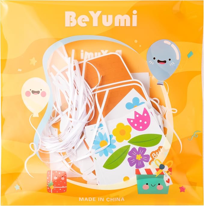 BeYumi Mother's Day Craft Kit - 123Pcs Mother's Day Flowers Basket Paper Craft Kit DIY Best Mom Ever Hanging Ornament Make Your Own School Classroom Decoration Home Family Party Art Supplies for Kids