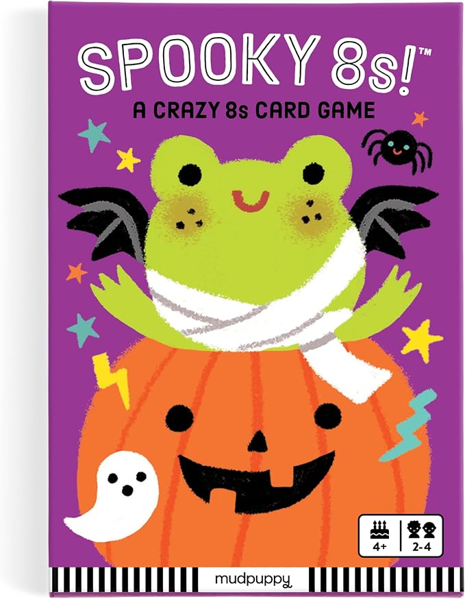 Mudpuppy - Spooky 8s! Card Games for Kids | Ages 4+, Kids Version of Crazy 8s, Ideal for 3-4 Players, Halloween Themed, Family Fun, Screen-Free Play, FSC Certified