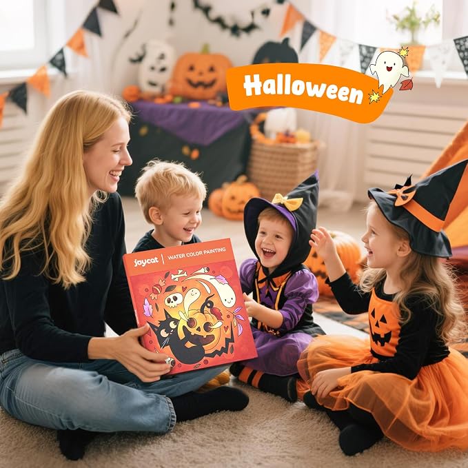 JoyCat Paint with Water Coloring Books for Toddlers (Halloween) | Watercolor Painting Set for Kids Ages 3-5 & 4-8, Arts & Crafts Drawing Activity Travel Toy, Birthday Gifts for Boys & Girls