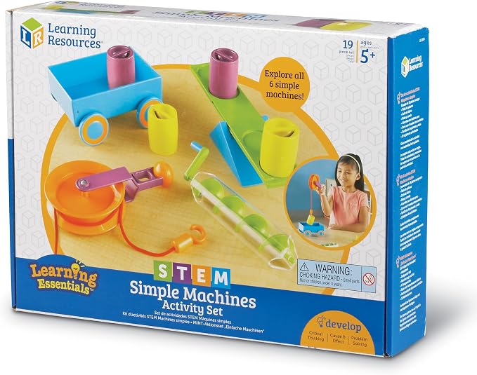 Learning Resources STEM Simple Machines Activity Set | STEM Engineering Kits for Kids, Simple Machines Kit for Classroom, Pulley Machine, Engineering Activities