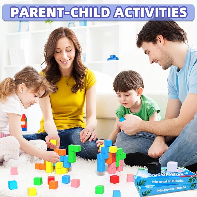 Apluses 81pcs Magnetic Blocks, Magnet Building Toys for Kids Ages 3-5 4-8 | 1 inch, PP Plastic, bright colors