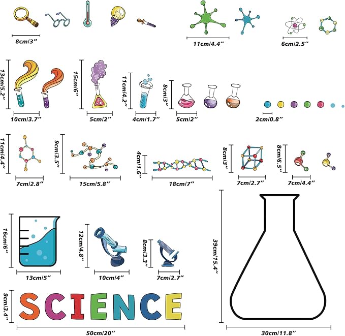 LHIUEM Science Biology Lab Backdrop Wall Decal Steam Bulletin Board Sticker | Science Education Wall Mural Decorations Funny Science Classroom Decor Scientific Method Poster for Kids Classroom Laboratory