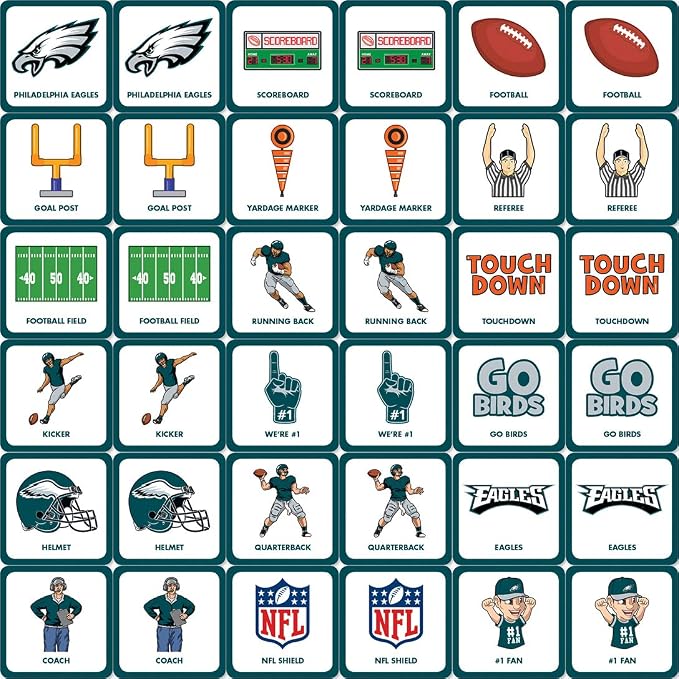 MasterPieces Sports Games - Philadelphia Eagles NFL Matching Game - Game for Kids and Family - Laugh and Learn