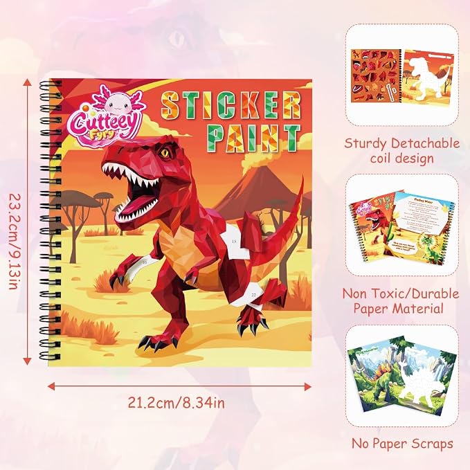 4PCS Paint by Sticker Book for Kids Ages 4-8 - Sticker by Number Activity Books with Stories for Toddlers 2-4 | Travel Airplane Car Toys, Screen-Free Puzzle Gift for Girls Ages 3-5 4-6 6-8