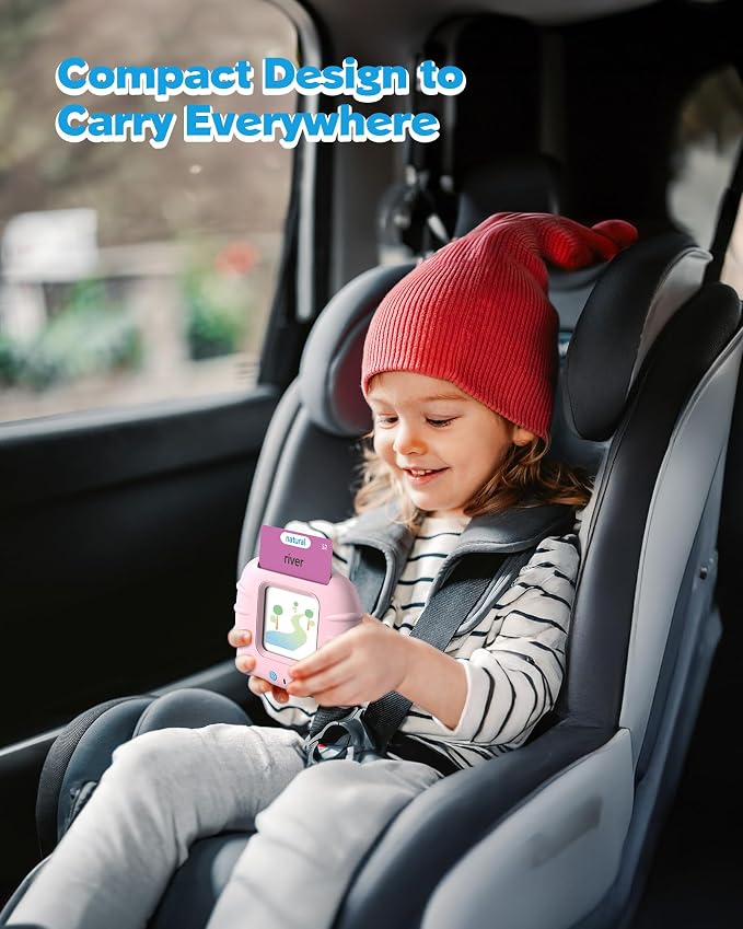 Airbition Talking Flash Cards for Toddlers Ages 1‑4,224 Words English Pink | Montessori Language Learning Toys with 224 Words, Pocket Speech Therapy Toys, Children's Sensory Educational Toys