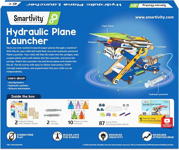 Smartivity 2in1 Hydraulic Aeroplane & Dart Launcher for Kids 6-14 | 50+ Amazing Science Experiments | Educational STEM Toy | Birthday Gift for Boys & Girls Ages 4,5,6,7,8 Years