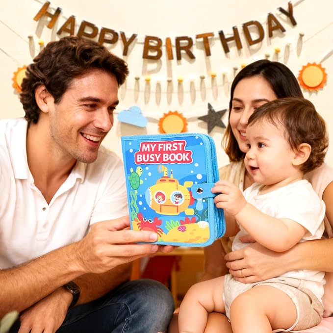 Ocean Busy Book for Toddlers 1-3 Montessori Toys Busy Board for 1 Year Old Boy Gifts Girl Toys Educational Learning Quiet Activity Books Toddler Easter Basket Stuffers Travel Toys Sea Animals