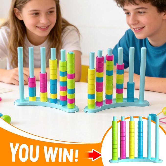 2 Pack Color Matching Challenge Game, Fast Pattern Match Ring Stacking Puzzle Stack Games, 2-4 Players, Family Board Game for Kids & Adults, Birthday Easter Christmas Party Gifts for Boy & Girl