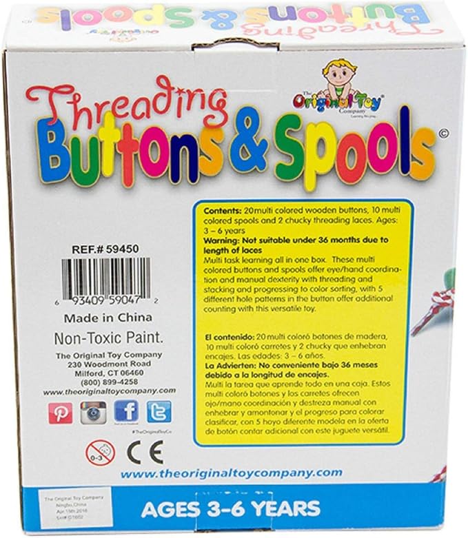 Kids Stuff The Original Toy Company Solid Hardwood Threading Buttons & Spools