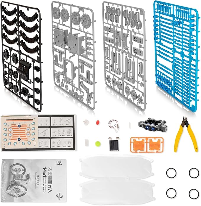 Solar Robot Kit, 14-in-1 STEM Building Toy for Kids DIY Science Robotic Set | Solar or Battery Powered Robot Building Kit, Educational STEM Robotic Toys for Kids Ages 8-12 Science Construction Gift