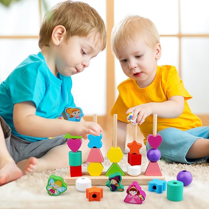 Vinlon Montessori Toys for Toddlers 2 3 4 Years Old -Princess Unicorn Fairy Mermaid Shapes Sorting Stacking Vivid Colors, Early Learning Educational Toys Easter Basket Stuffers Valentine's Day Gift