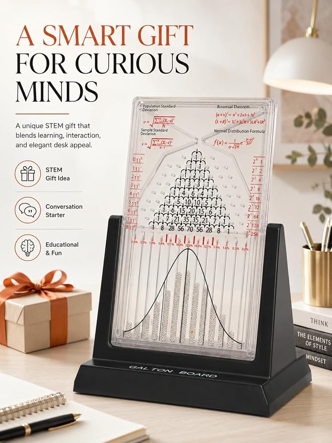 Galton Board | Probability & Statistics STEM Learning Kit for Physics Classrooms | Hands-On Math Teaching Aid with 2800 Steel Beads | Teacher & Homeschool Resource (Gold Beads)