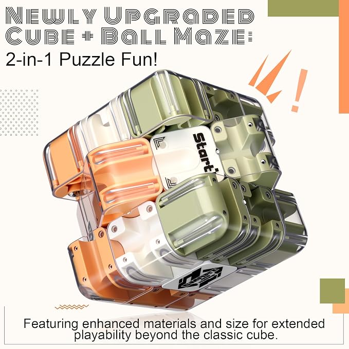 1 Sets Large Labyrinth 3D Maze Cube Puzzle Maze Game Gravity 3D Puzzle Cube Brain Teaser Ball Games for Kids Education Sensory Toys Gift for Adults (Classical,Green)