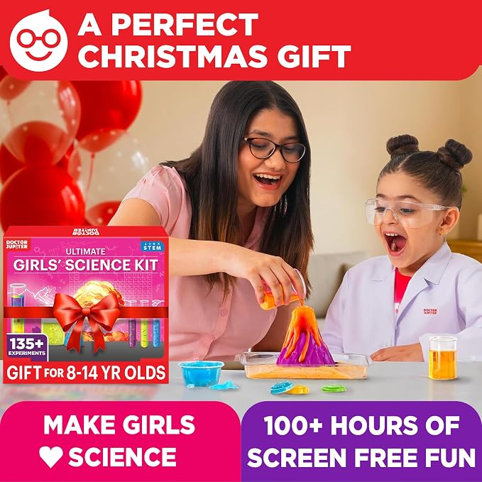 Doctor Jupiter Girls' Ultimate Science Experiments Kit for Kids Ages 8+ | Birthday Gift Ideas for Girls 9, 10, 11, 13, 14, 135+ Experiments, Science Kits for Kids Ages 8-12, Learning, Educational Toy