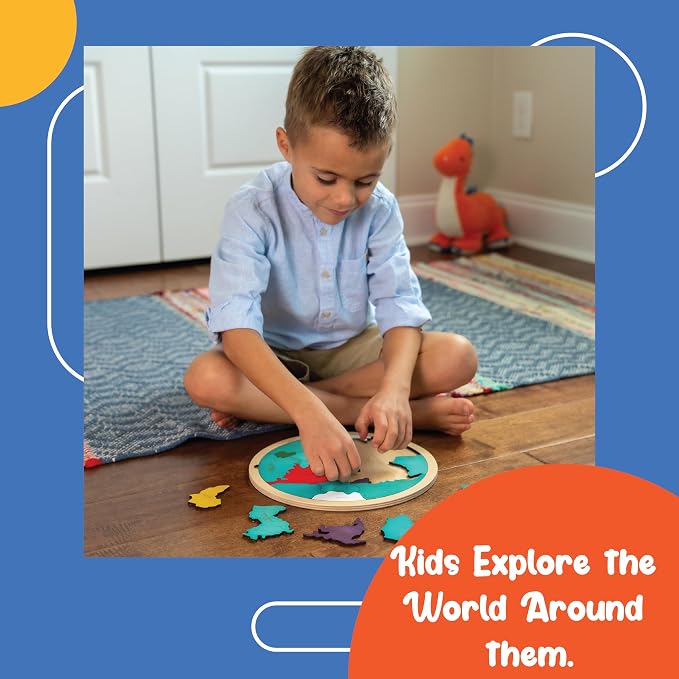 7 Continents & 5 Oceans of the Earth Wooden Jigsaw Puzzle for Kids | 21 Puzzle Pieces | Learning & Educational Toy Gift for Boys & Girls Ages 4 Years and Above