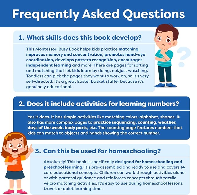 Montessori Busy Book for Toddlers 3-5 - Preassembled Preschool Workbook, Toddler Busy Book - Montessori Toys for 3 Year Old, Preschool Learning Toys Activities - 3 Year Old Girl Gifts, Boy Gifts