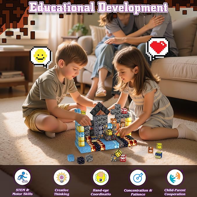 Magnetic Blocks Toys for Kids Age 3+, Cave World, 150PCS | Magnetic Building Cube, Construction Toys for Boys & Girls Age 3-4 5 6 7 8-12, Sensory Tiles Building Gift for Birthday