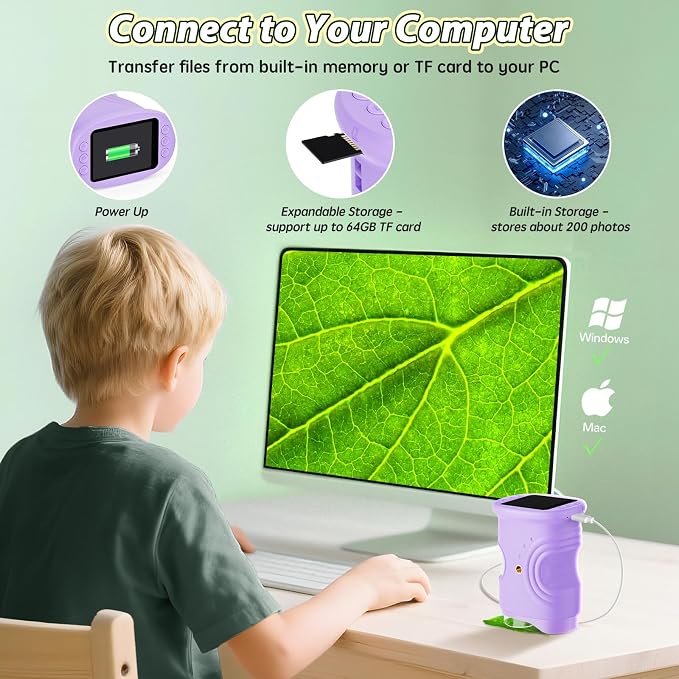 Alotwan Kids Digital Microscope 1000X Zoom, Mini Pocket Handheld Microscope with Camera/Video/Telescope Function, Portable Outdoor Travel Toys Magnifying Glass for Boys Girls 3-8 Years STEM Gifts