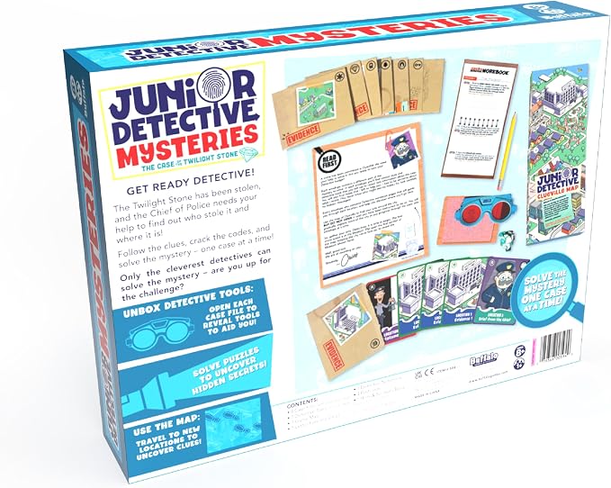 Junior Detective Mysteries Board Game for Kids Ages 8 and Up, Classic Family Mystery Game for 1 Plus Players