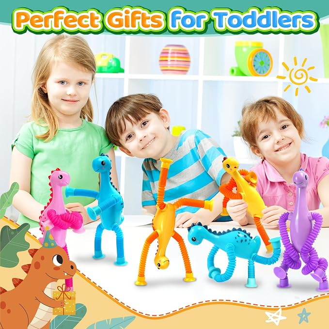 Sensory Travel Toys Easter Basket Stuffer Gift for Toddlers Kid Boy Year Old Ages 3+, Airplane Activities Suction Autism Pop Tube Fidget Toys Autistic Items Valentine for Kids