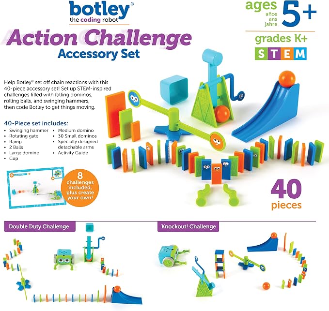 Learning Resources Botley the Coding Robot Action Challenge Accessory Set | Chain Reaction Game. STEM Robot Accessory Pack for Coding Robots, Ages 5+