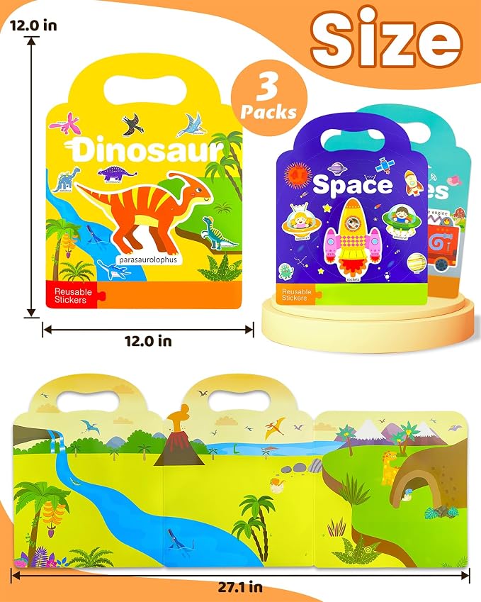 Walenced Reusable Sticker Book for Toddlers, Stickers for Kids, Toddler Toy | Toddler Craft Activities, Toddler Travel Toys, Boy Girl Birthday Gifts, Airplane Travel & Road Trip Essentials Kids