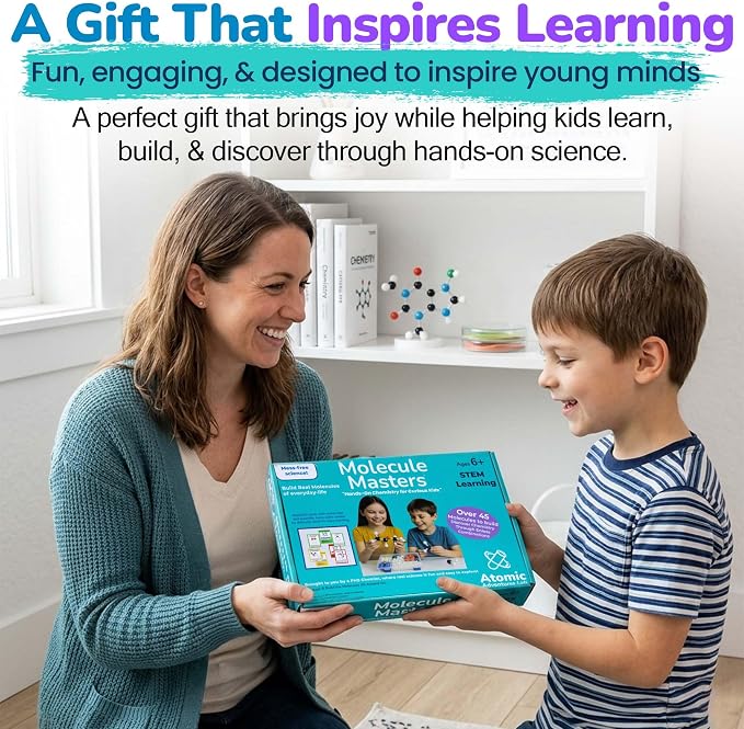 Educational Molecule Model Kit for Kids - Organic Chemistry Molecular Model Kit with Guide & STEM Learning Activity Cards for Teens & Adults to Build 3D Molecules, Atoms, Bonds