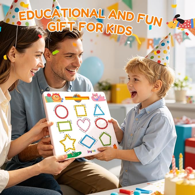 JoyCat Magnetic Animal Shapes and Lines Tracing Board, Pencil Control Toy | 2-in-1 double-sided toy builds pencil control for toddlers; preschool learning and road trip car activities for kids.