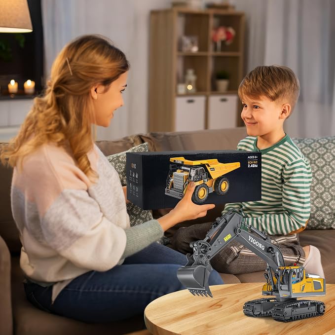 Remote Control Dump Truck RC 1/20 Fully FunctionalEngineering Vehicle, 9 Channel Dump Truck Toy 2.4Ghz with Lights andSounds, for Kids Aged