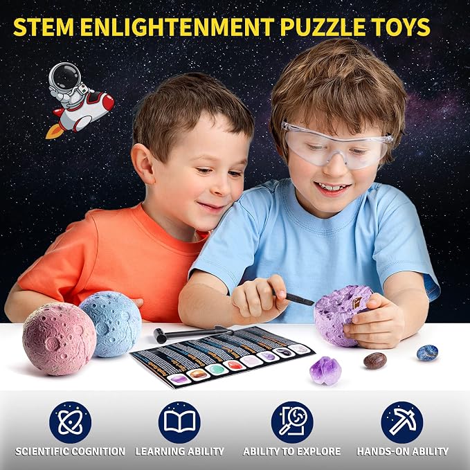 GobiDex 15 Gemstones Dig Kit, Space Science Kit for Kids Ages 6+ | STEM Educational Space Toys Planet Collection Kit, Archaeology Geology Science Projects Gift for Boys&Girls Age 6+